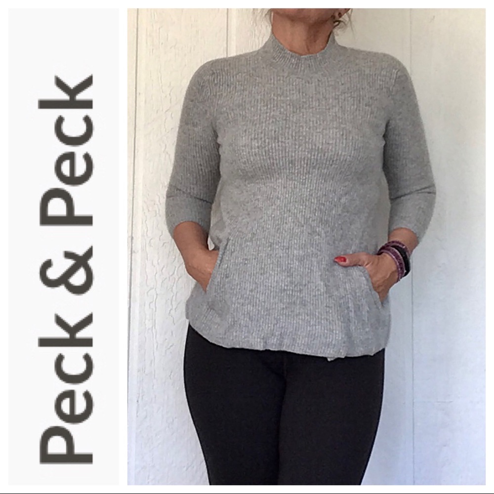 PECK & PECK GRAY CASHMERE SWEATER MEDIUM